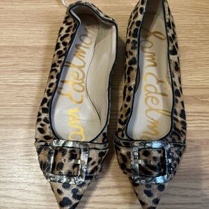 Sam Edelman Real Fur- Cow Hyde Leopard Buckle Flats